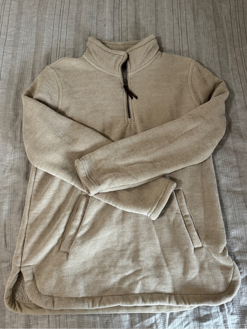 Quarter-Zip Fleece Pullover - Beige